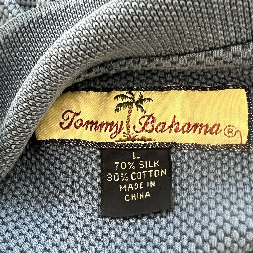 Tommy Bahama Men's Medium Blue Silk Blend w/ Marlin Logo Short Sleeve Polo Shirt - Picture 9 of 11